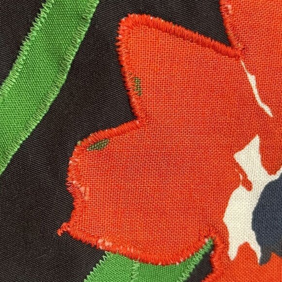 Emily Just Emily 1960s Wrap Skirt Black Red Appliqued Flowers Size Small Vtg - Picture 7 of 13
